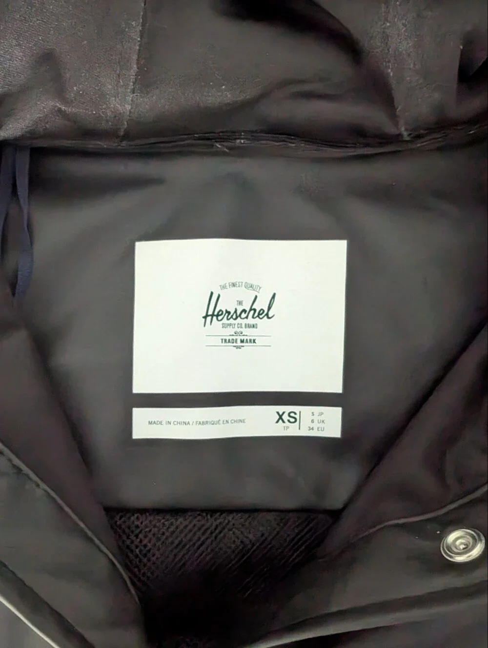Herschel Supply Company Matte Black Rain Coat